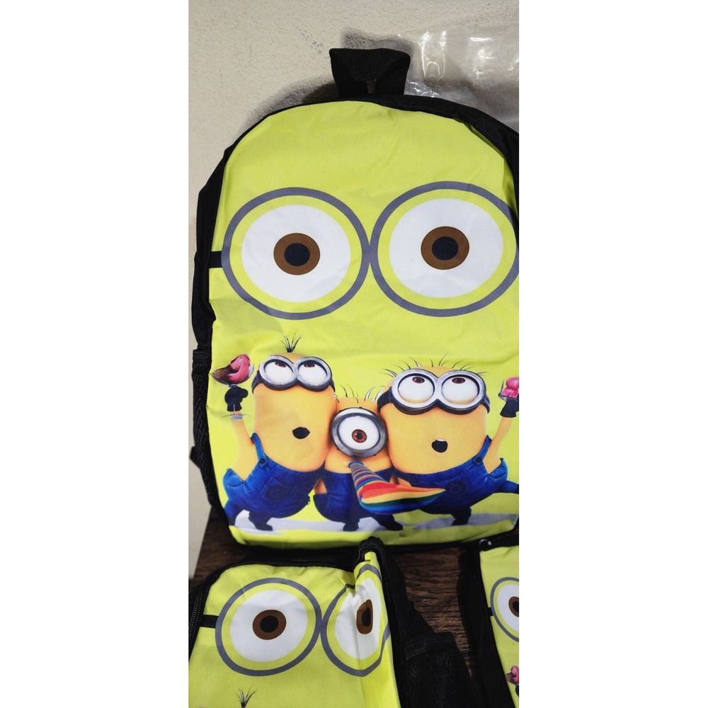 Minions Backpack Set Kids Despicable Me School Bag‎ w/ Lunch Bag & Pouch NEW